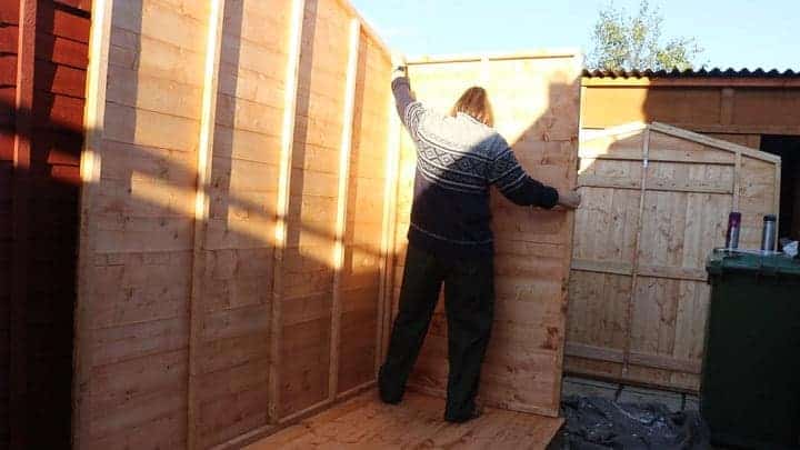 holding up shed side panel