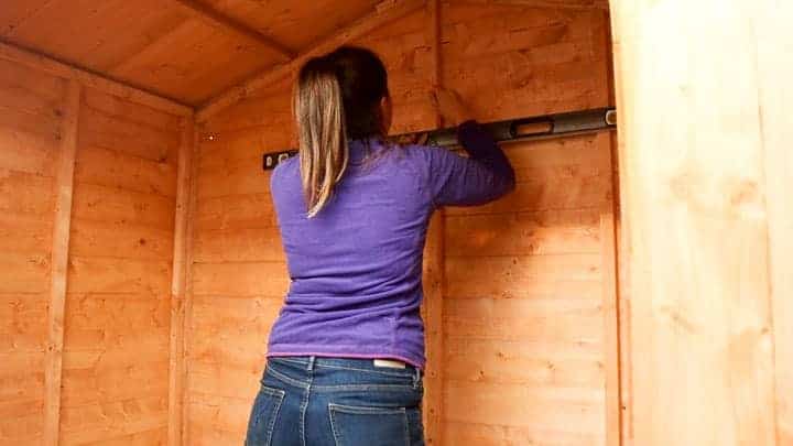 drawing a level line for twin slot shelving