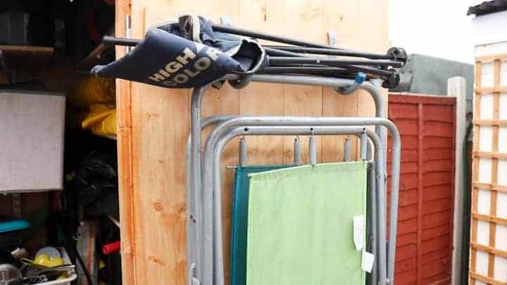 Pair of Wickes handy storage hooks to hang camping chairs of back of shed door