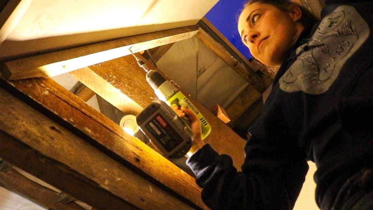 screwing battens to create a skylight tunnel