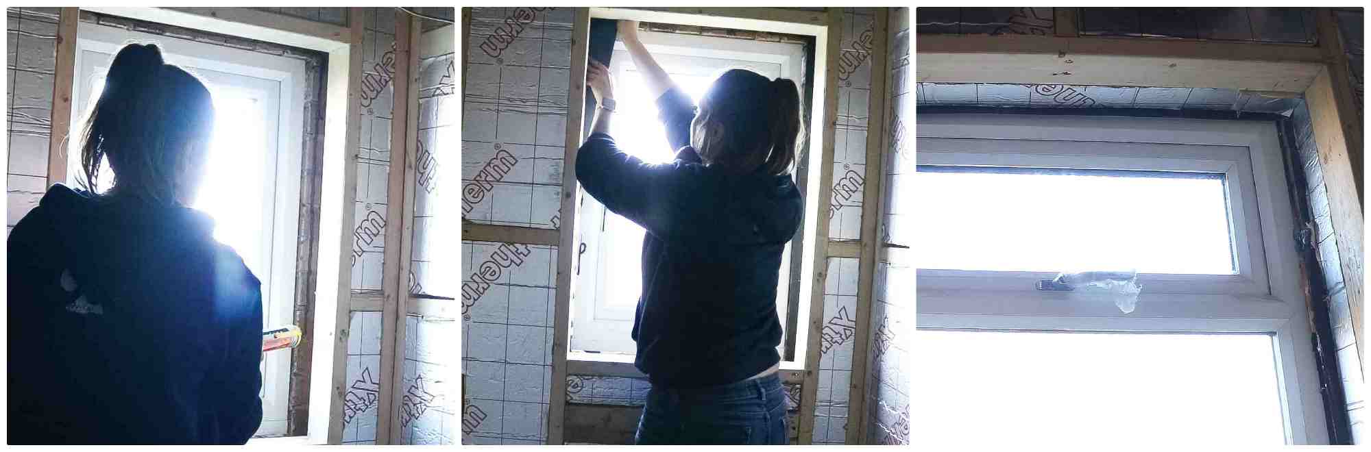adding damp proof course around the window, including insulation