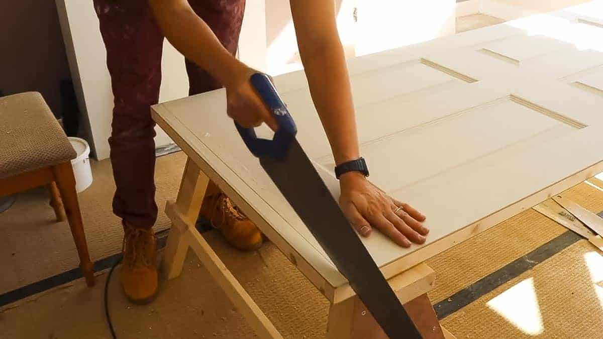how to cut an internal door with a hand saw