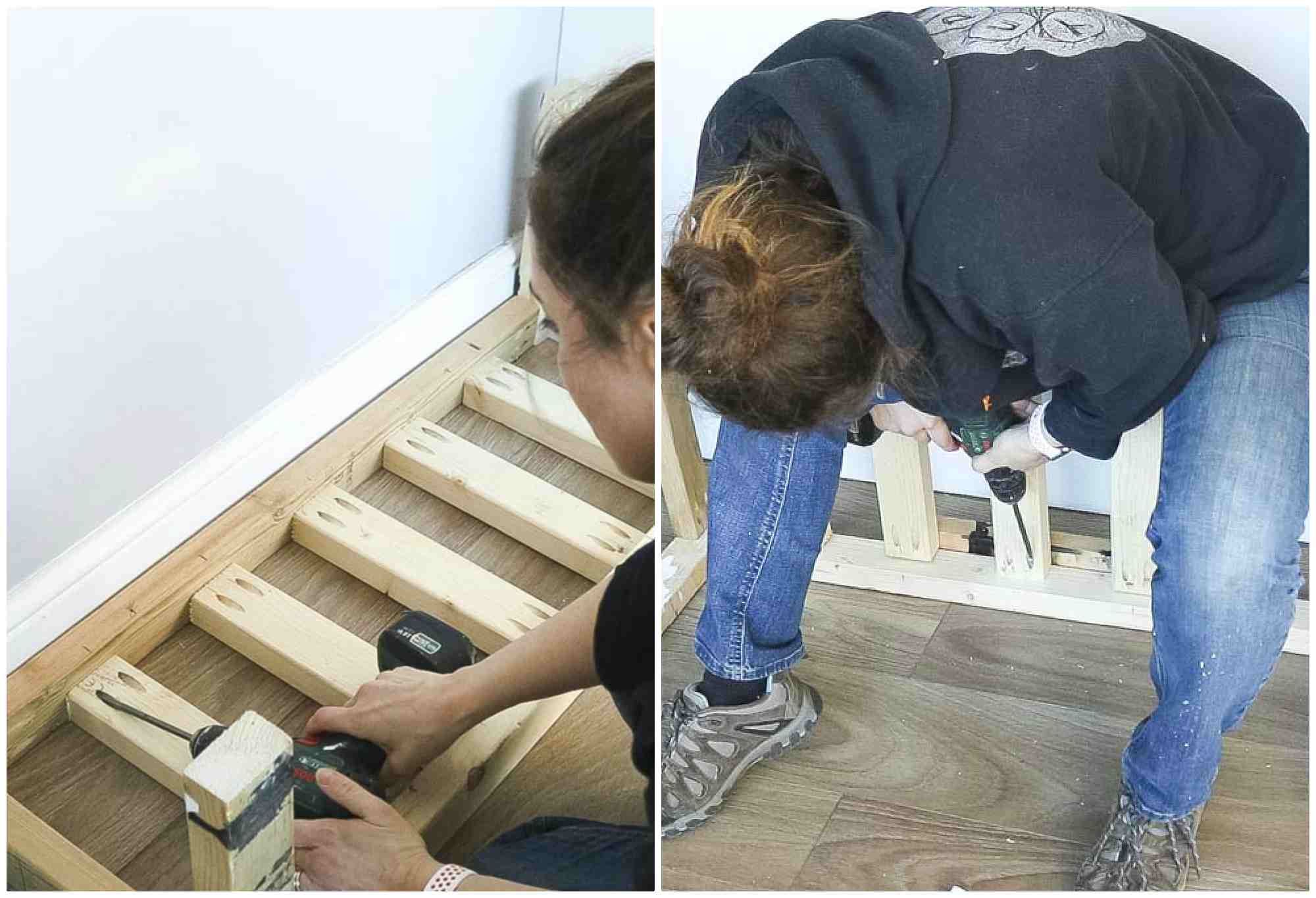 screwing slats or battens between easy TV stand
