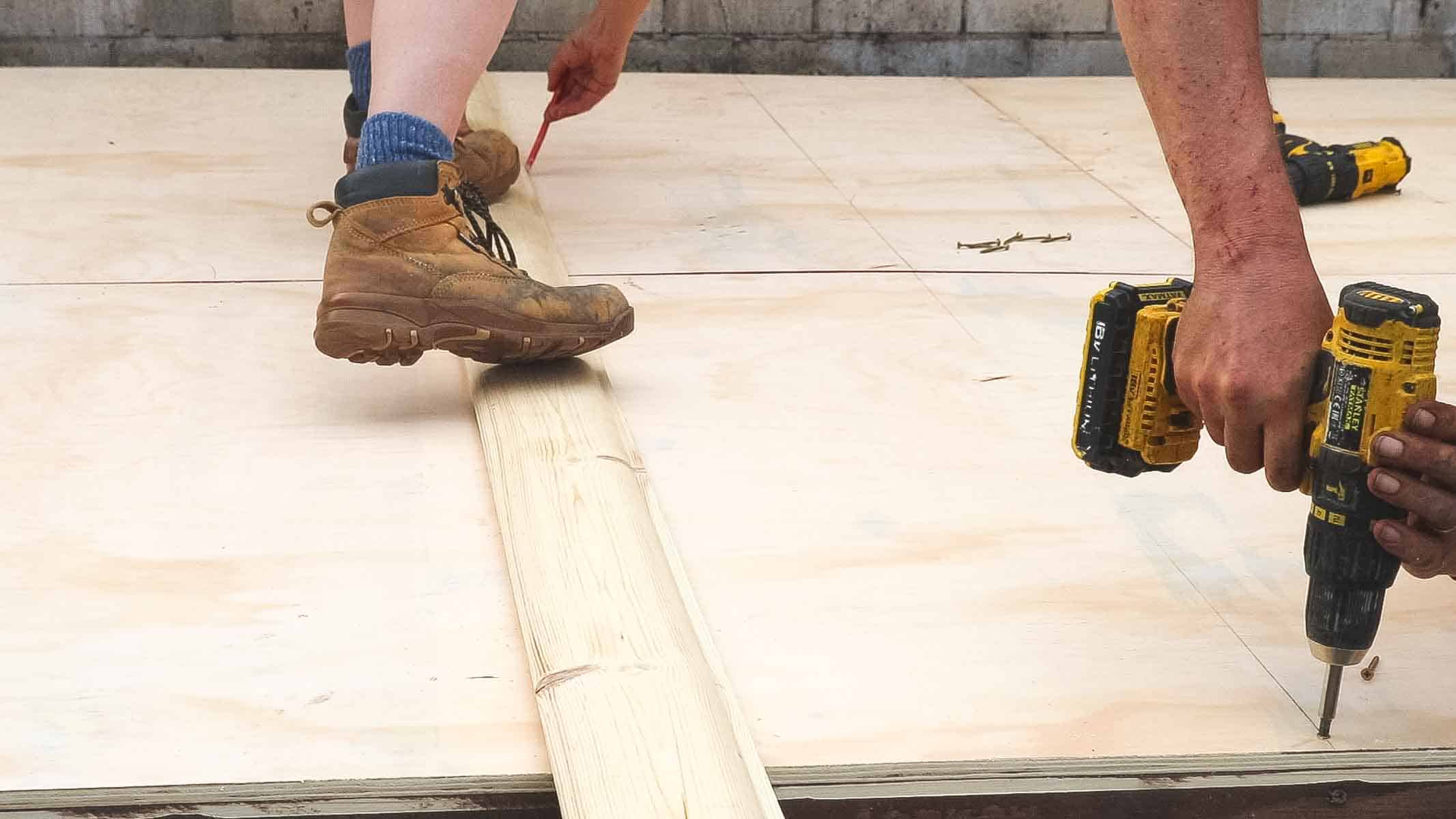 screwing down floor cladding