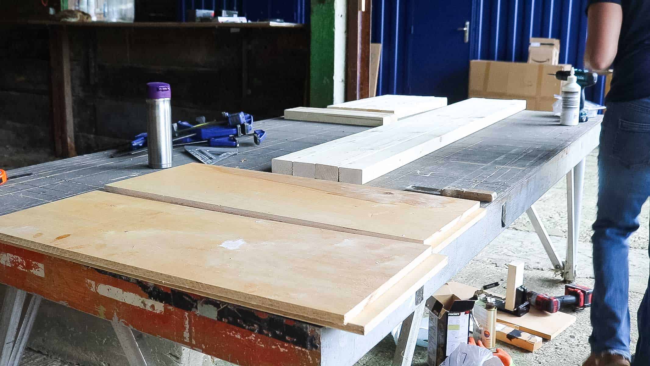 Materials for the DIY bookshelf behind the scenes of Love Your Weekend with Alan Titchmarsh