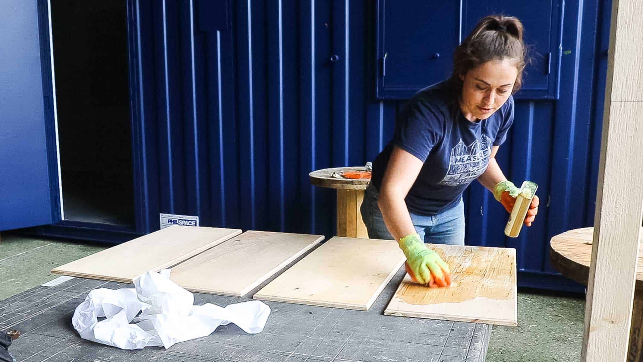 Danish oiling plywood shelves