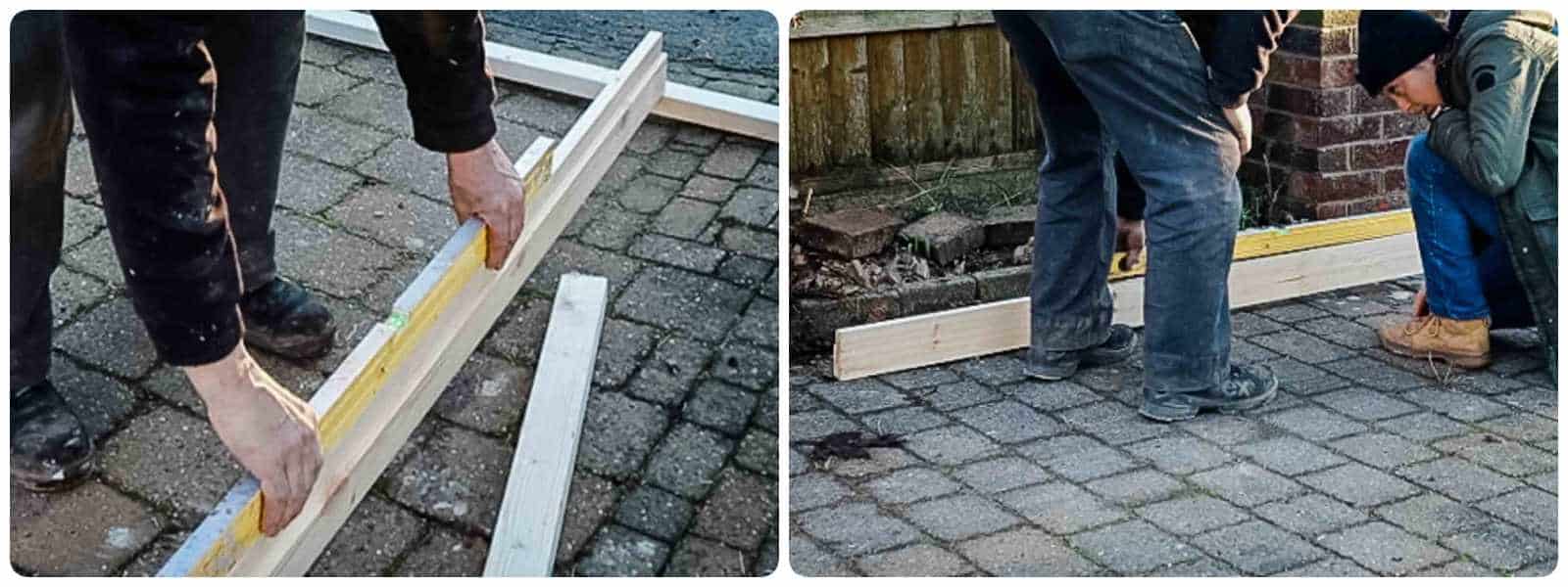 Using a spirit level to check gate's clearance while open