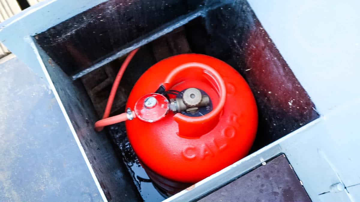 Gas bottle on narrowboat