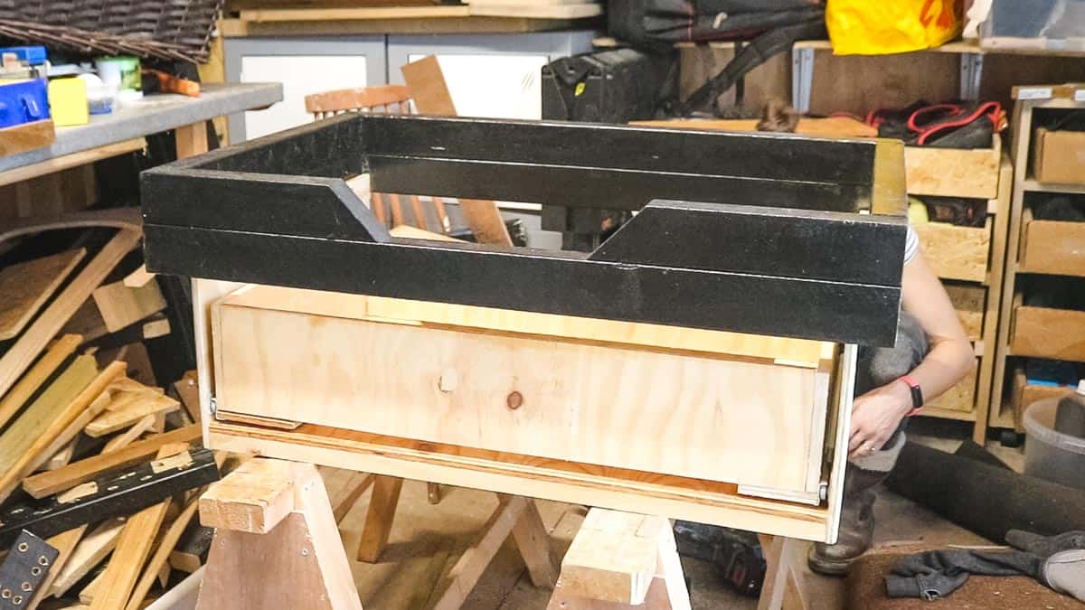 Faceless drawer front in a pet bed