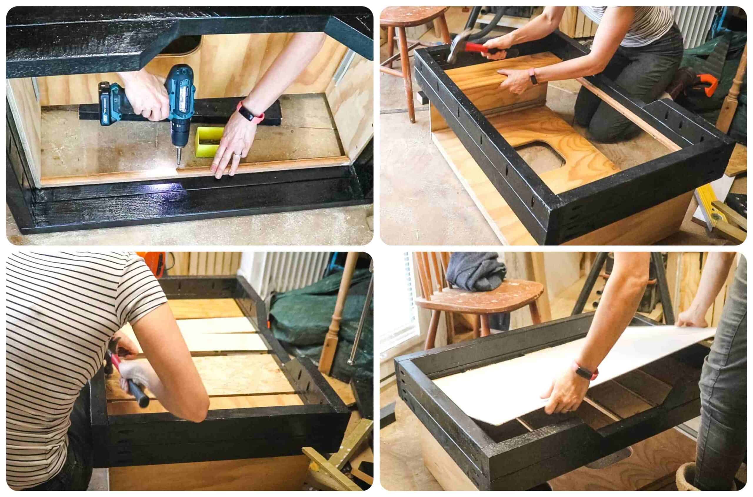 Screwing and nailing on dog bed slats