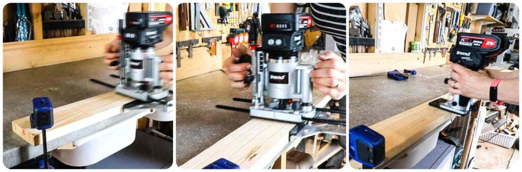 Using Trend T18S cordless router to mimic decking