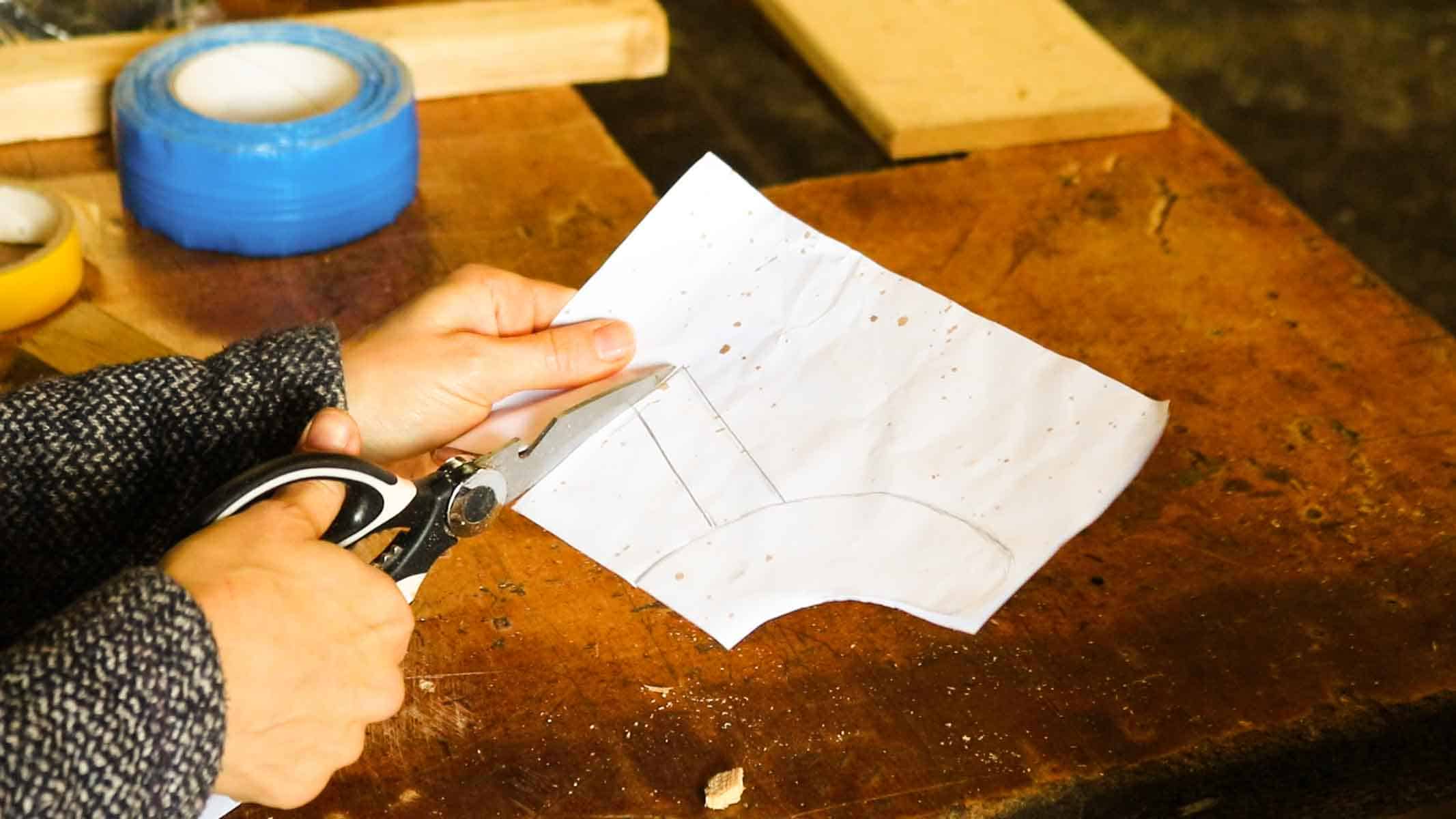 Cutting out a corgi wine holder template