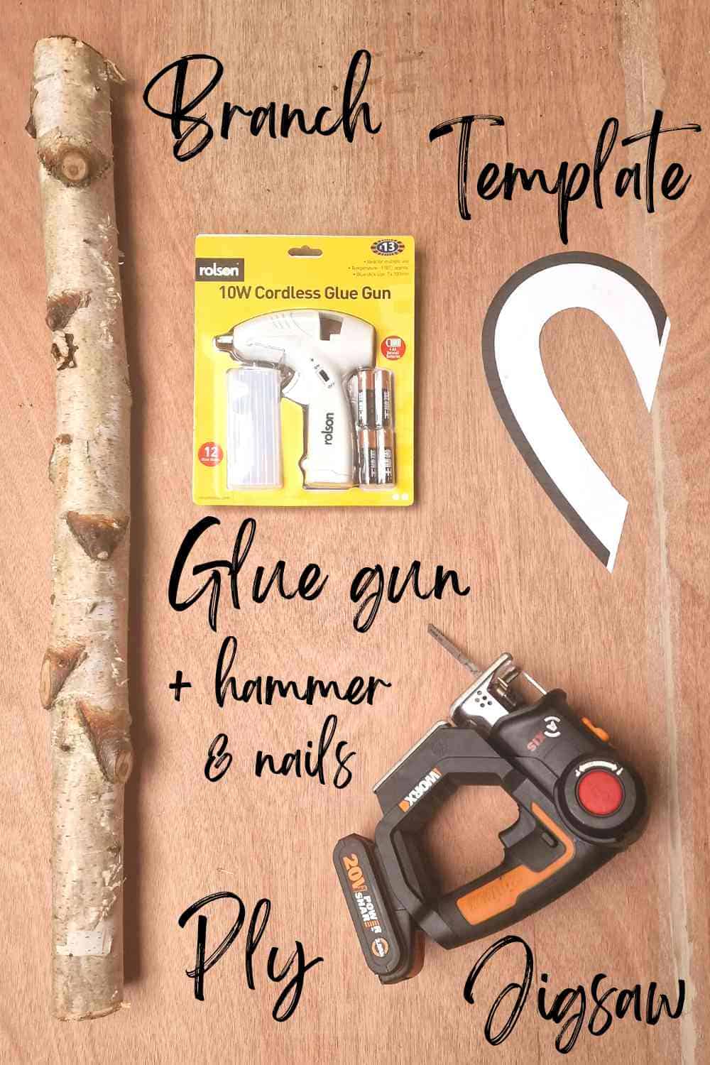 Tools for a how to make a valentine heart wreath tutorial